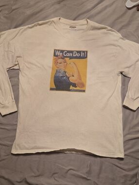 White Long-Sleeve 'We Can Do It!' Graphic Tee